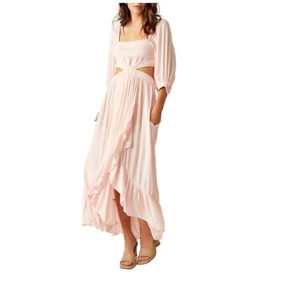 Free People Cross My Heart Cutout Maxi Dress in Rosewater Size Medium - Picture 1 of 8